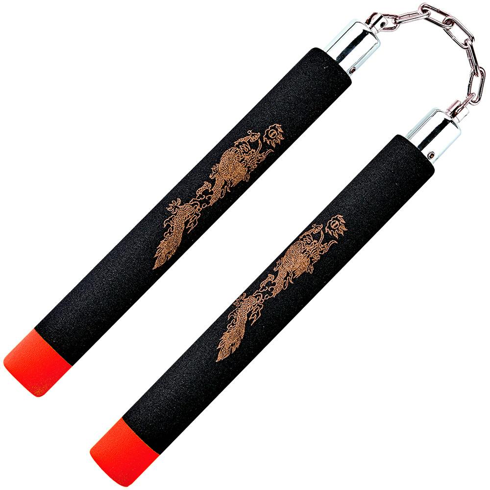 Black / Red Tip Foam Safety Ball Bearing Nunchaku